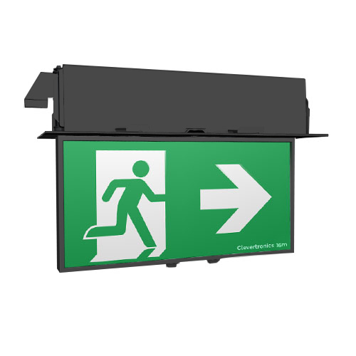 Form 16M Exit Exit, Recessed Ceiling Mount, L10 Nanophosphate, DALI-2 Emergency, All Pictograms, Double Sided, Satin Black Frame
